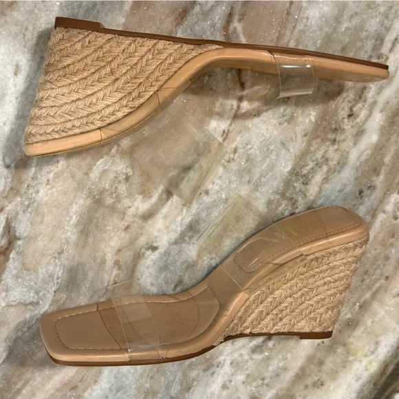 Women’s ZARA Vinyl transparent clear double strap espadrille wedge sandals-Sz 40 - Picture 5 of 7